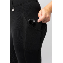 Kinder-Thermo-Reitleggings Horze Dea mit Vollbesatz-Grip Schwarz