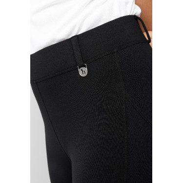 Kinder-Thermo-Reitleggings Horze Dea mit Vollbesatz-Grip Schwarz
