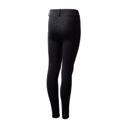 Kinder-Thermo-Reitleggings Horze Dea mit Vollbesatz-Grip Schwarz