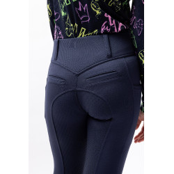 Reithose Horze Mira Kinder Vollbesatz Öffnung Marineblau