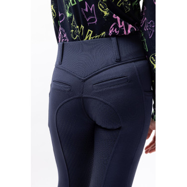 Reithose Horze Mira Kinder Vollbesatz Öffnung Marineblau