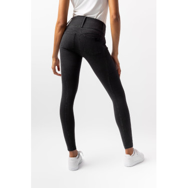 Damenreithose Horze Carolyn Denim Fullgrip Schwarz