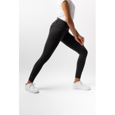 Damenreithose Horze Carolyn Denim Fullgrip Schwarz