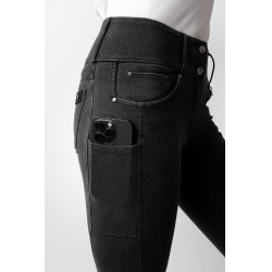 Damenreithose Horze Carolyn Denim Fullgrip Schwarz
