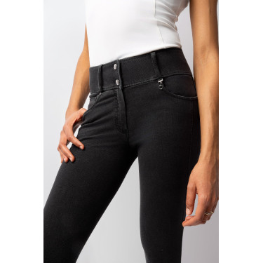 Damenreithose Horze Carolyn Denim Fullgrip Schwarz