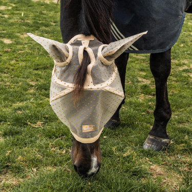 Kentucky Fliegenschutzmaske Herz mit Ohren und Nase Beige kariert Kentucky Fliegenschutzmaske Herz mit Ohren und Nase Beige kariert