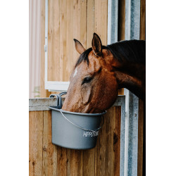 Futterkrippe Hippotonic mit Haken und Griff Dunkelgrau