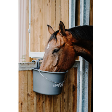 Futterkrippe Hippotonic mit Haken und Griff Dunkelgrau