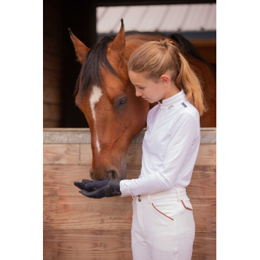 Wettkampf-Poloshirt Pénélope Séville Mesh langärmelig Weiß Wei&szlig;