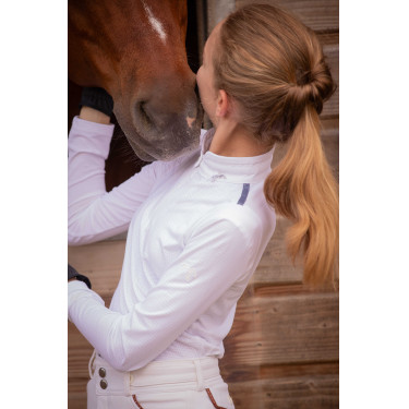 Wettkampf-Poloshirt Pénélope Séville Mesh langärmelig Weiß Wei&szlig;