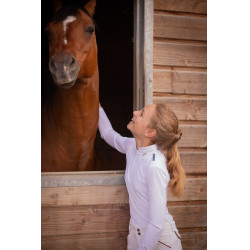 Wettkampf-Poloshirt Pénélope Séville Mesh langärmelig Weiß Wei&szlig;