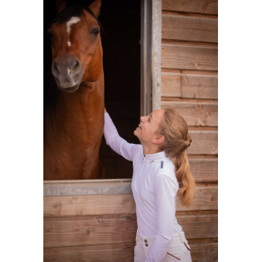 Wettkampf-Poloshirt Pénélope Séville Mesh langärmelig Weiß Wei&szlig;
