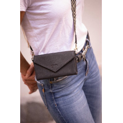 Phone Pocket Pénélope perforiertes Leder Schwarz