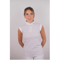 Wettkampf-Poloshirt Pénélope Seville Weiß / rosa Logo Wei&szlig;