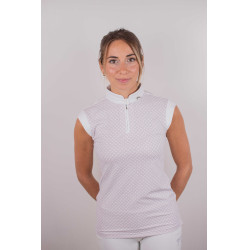 Wettkampf-Poloshirt Pénélope Seville Weiß / rosa Logo Wei&szlig;