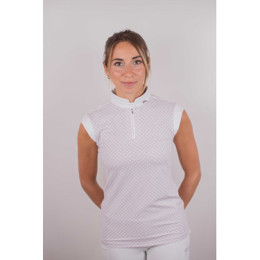 Wettkampf-Poloshirt Pénélope Seville Weiß / rosa Logo Wei&szlig;