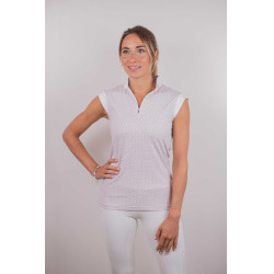 Wettkampf-Poloshirt Pénélope Seville Weiß / rosa Logo Wei&szlig;