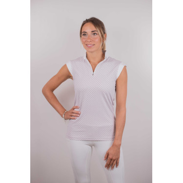 Wettkampf-Poloshirt Pénélope Seville Weiß / rosa Logo Wei&szlig;