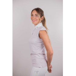 Wettkampf-Poloshirt Pénélope Seville Weiß / rosa Logo Wei&szlig;