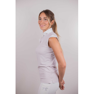 Wettkampf-Poloshirt Pénélope Seville Weiß / rosa Logo Wei&szlig;
