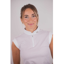 Wettkampf-Poloshirt Pénélope Seville Weiß / rosa Logo Wei&szlig;