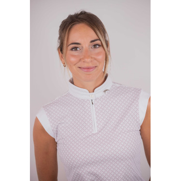 Wettkampf-Poloshirt Pénélope Seville Weiß / rosa Logo Wei&szlig;