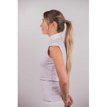 Wettkampf-Poloshirt Pénélope Seville Weiß / rosa Logo Wei&szlig;