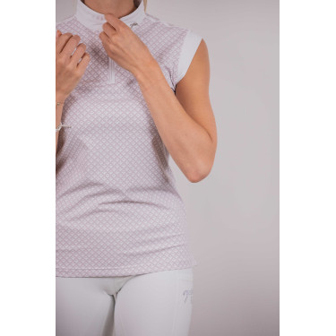 Wettkampf-Poloshirt Pénélope Seville Weiß / rosa Logo Wei&szlig;