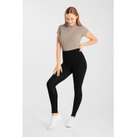 Damenreitleggings Horze Katharina mit Vollgrip, figurformender Effekt Schwarz