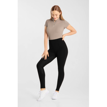 Damenreitleggings Horze Katharina mit Vollgrip, figurformender Effekt Schwarz