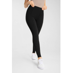 Damenreitleggings Horze Katharina mit Vollgrip, figurformender Effekt Schwarz