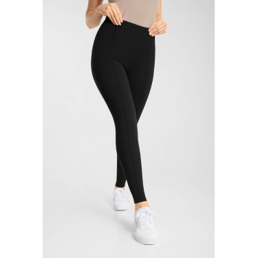 Damenreitleggings Horze Katharina mit Vollgrip, figurformender Effekt Schwarz