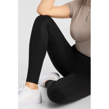 Damenreitleggings Horze Katharina mit Vollgrip, figurformender Effekt Schwarz