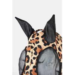 Horze Elastische Fliegenmaske mit Reißverschluss Leopard Motive