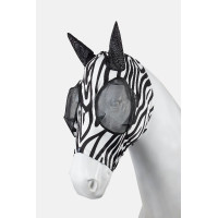 Horze Elastische Fliegenmaske mit Reißverschluss Zebra Motive Horze Elastische Fliegenmaske mit Reißverschluss Zebra Motive