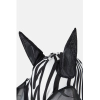 Horze Elastische Fliegenmaske mit Reißverschluss Zebra Motive Horze Elastische Fliegenmaske mit Reißverschluss Zebra Motive