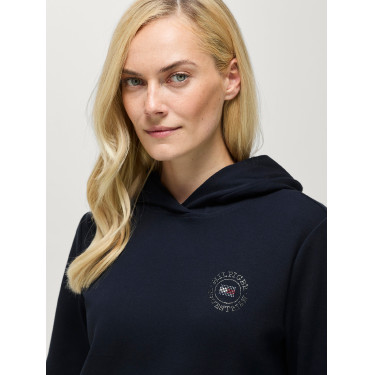 Damen-Kapuzenpullover mit Strass Hollywood Tommy Hilfiger Equestrian Wüstenhimmel Blau Damen-Kapuzenpullover mit Strass Hollywood Tommy Hilfiger Equestrian Wüstenhimmel Blau