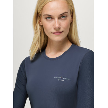 Langarm Sunguard T‑Shirt Adel Tommy Hilfiger Equestrian Damen Verwaschenes Indigo