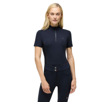 Damen-Trainingsshirt Tommy Hilfiger Equestrian Palma 1/4 Zip kurzarm Wüstenhimmel Blau
