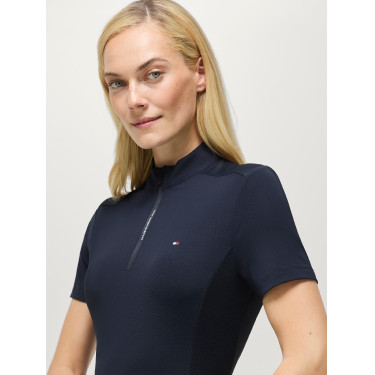Damen-Trainingsshirt Tommy Hilfiger Equestrian Palma 1/4 Zip kurzarm Wüstenhimmel Blau Damen-Trainingsshirt Tommy Hilfiger Equestrian Palma 1/4 Zip kurzarm Wüstenhimmel Blau