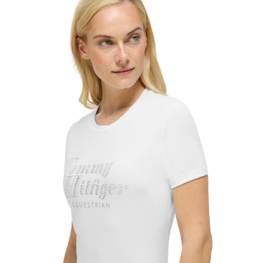 Kurzarm-T-Shirt mit Strass Tommy Hilfiger Equestrian Malibu Damen Optisches Weiß Weiß Kurzarm-T-Shirt mit Strass Tommy Hilfiger Equestrian Malibu Damen Optisches Weiß Weiß