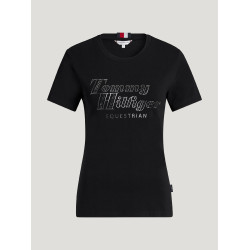 Kurzarm-T-Shirt mit Strass Tommy Hilfiger Equestrian Malibu Damen Schwarz