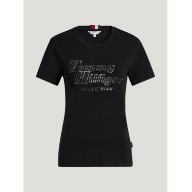 Kurzarm-T-Shirt mit Strass Tommy Hilfiger Equestrian Malibu Damen Schwarz