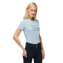 Kurzarm-T-Shirt mit Strass Tommy Hilfiger Equestrian Malibu Damen Süßes Blau