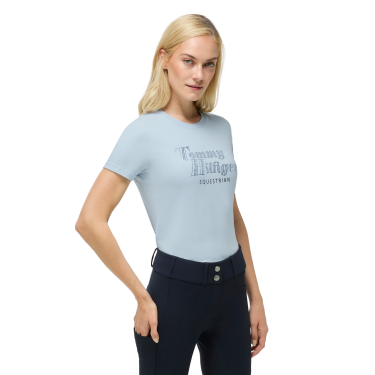 Kurzarm-T-Shirt mit Strass Tommy Hilfiger Equestrian Malibu Damen Süßes Blau