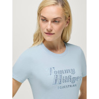 Kurzarm-T-Shirt mit Strass Tommy Hilfiger Equestrian Malibu Damen Süßes Blau