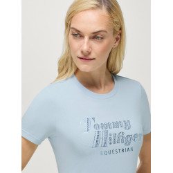 Kurzarm-T-Shirt mit Strass Tommy Hilfiger Equestrian Malibu Damen Süßes Blau