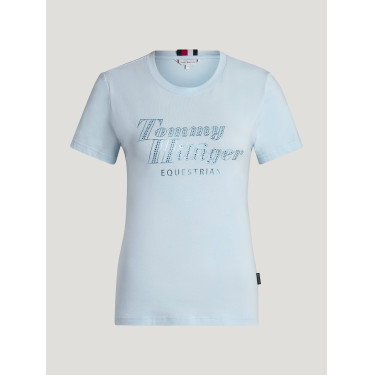 Kurzarm-T-Shirt mit Strass Tommy Hilfiger Equestrian Malibu Damen Süßes Blau