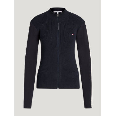 Damen-Strickjacke mit Reißverschluss Tommy Hilfiger Equestrian Mirada Wüstenhimmel Blau Damen-Strickjacke mit Reißverschluss Tommy Hilfiger Equestrian Mirada Wüstenhimmel Blau