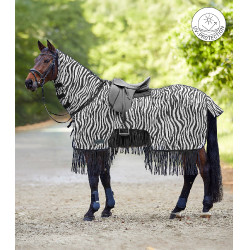 Waldhausen Fliegendecke mit Zebramuster und Fransen